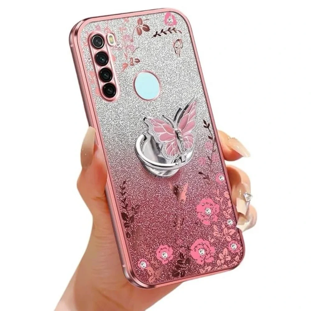 Glitter Case for Redmi Note 8 Cover Floral Pattern Bling Soft Silicone Shockproo